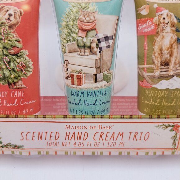 Bath & Body Hand Cream Trio Christmas Candy Cane, Warm Vanilla, Holiday Spruce - Picture 4 of 7